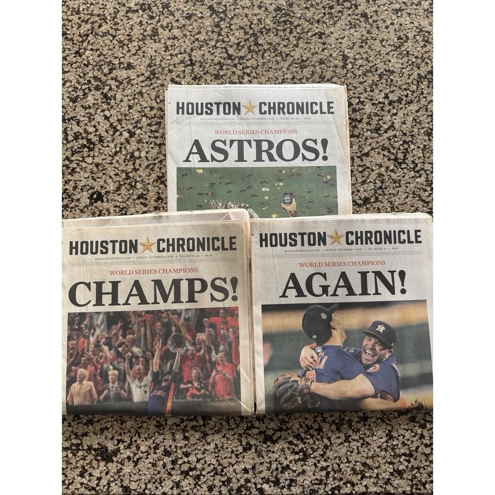 Complete 3 Set 2022 World Series Houston Astros Houston Chronicle Newspapers ❤️✅